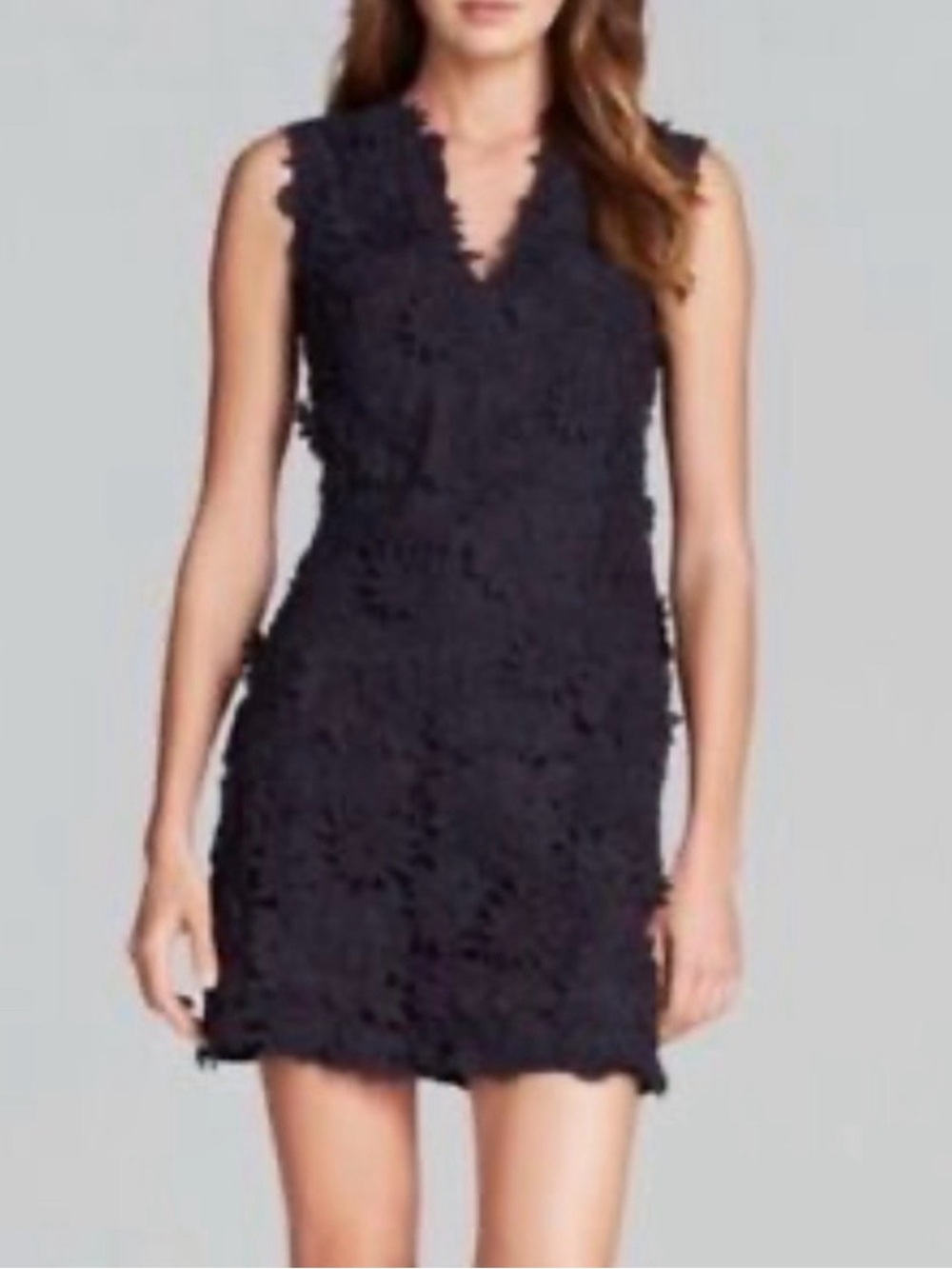 Tory Burch Navy Floral Crochet V-Neck Mini Dress NWT